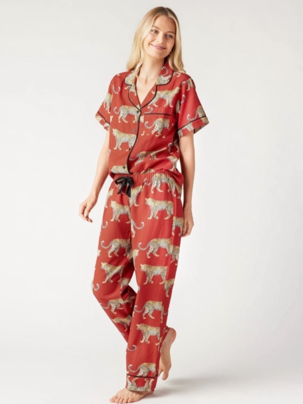 Katie Kime Red Cheetah Pajama Set XXS